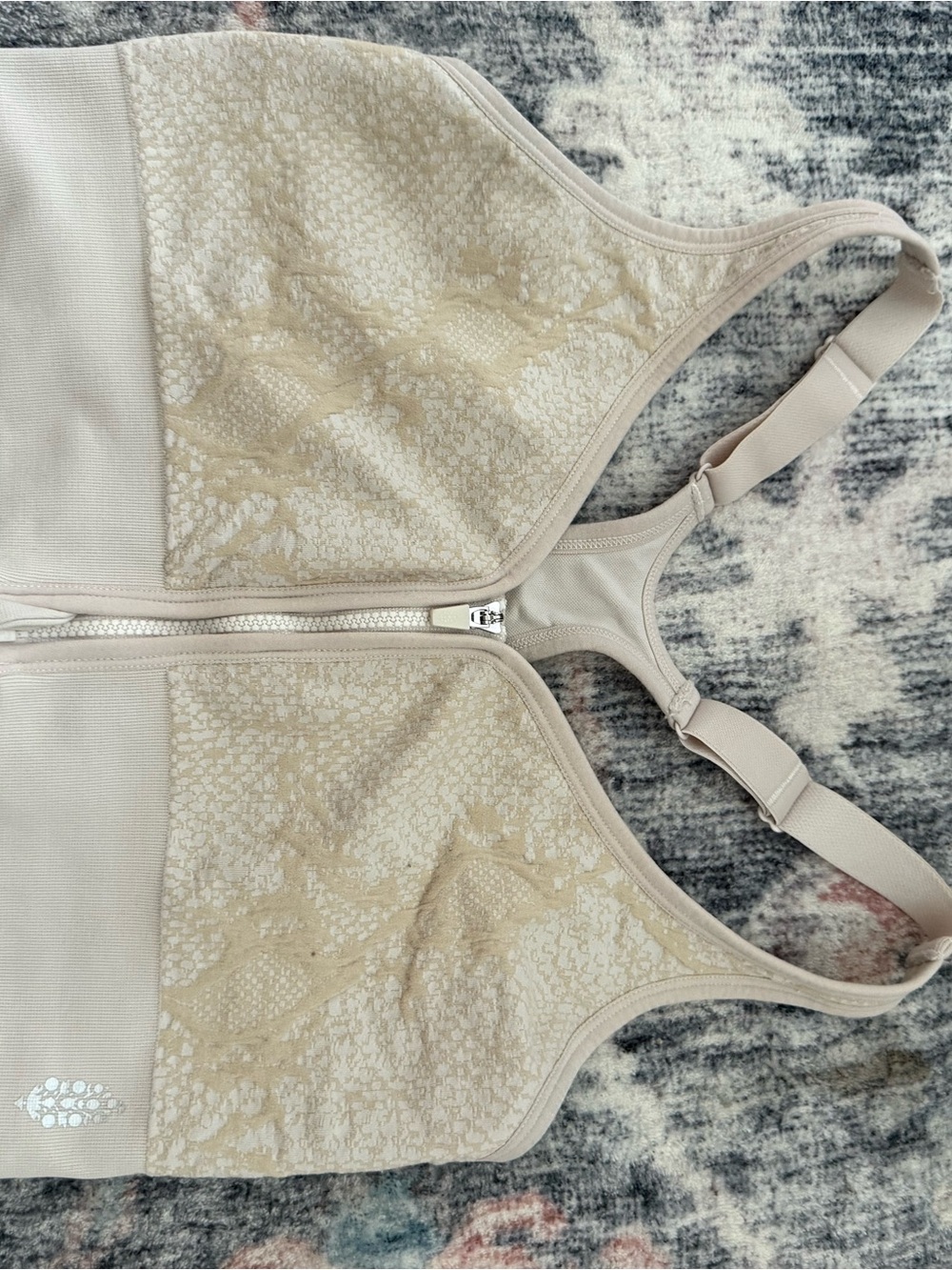 FP Movement by Free People Lace-Front Zip Sports Bra - Cream